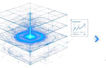 Glowing subsurface water target with a data report panel confirming the find
